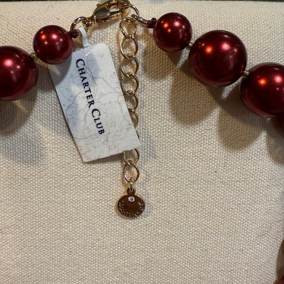 Charter Club Red Pearl Tower Necklace NWT - Picture 4 of 7
